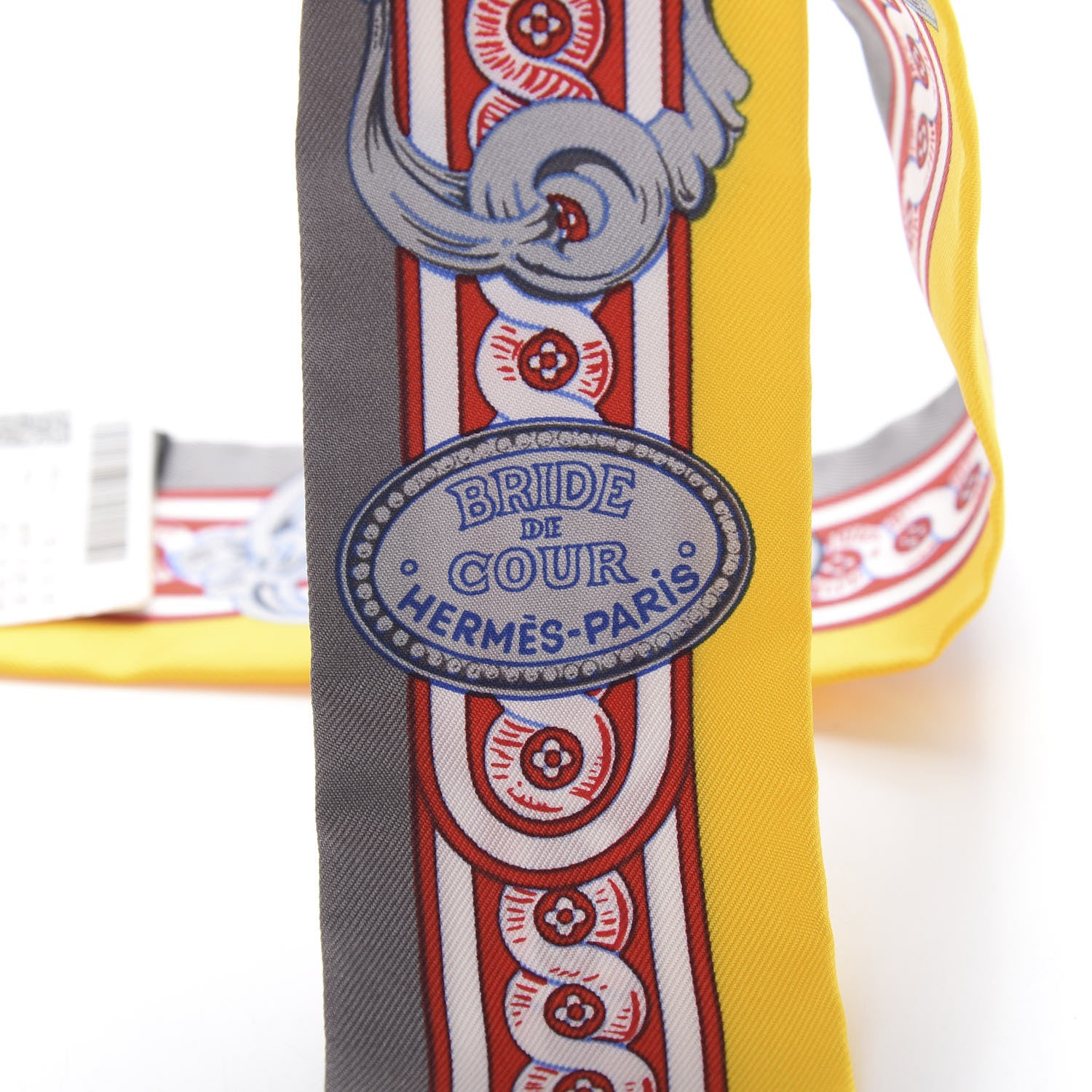 Hermes Silk Bride De Cour Twilly Gris Jaune Vif Rouge 3 of 4