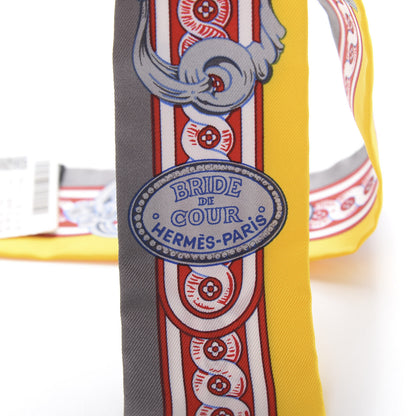 Hermes Silk Bride De Cour Twilly Gris Jaune Vif Rouge 3 of 4