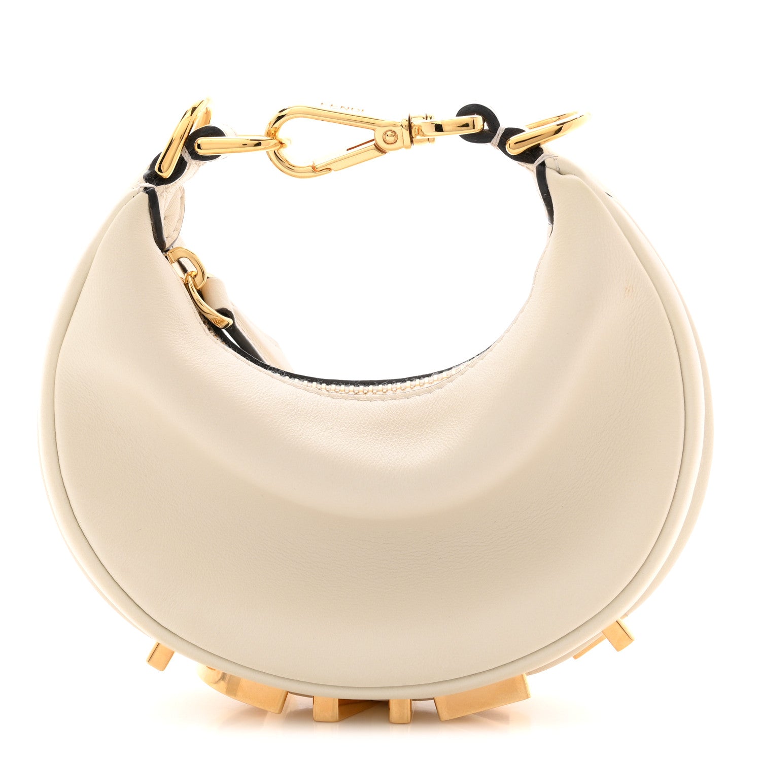 Fendi Vitello Grace Matte Nano Fendigraphy Hobo Charm White Ice 1 of 10