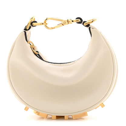 Fendi Vitello Grace Matte Nano Fendigraphy Hobo Charm White Ice 1 of 10