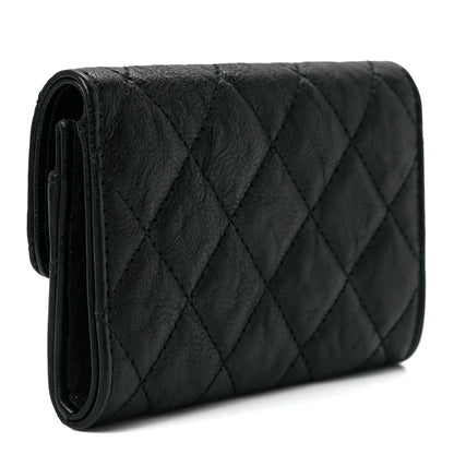 Chanel Crumpled Calfskin Quilted Flap Card Holder Wallet So Black 3 of 13