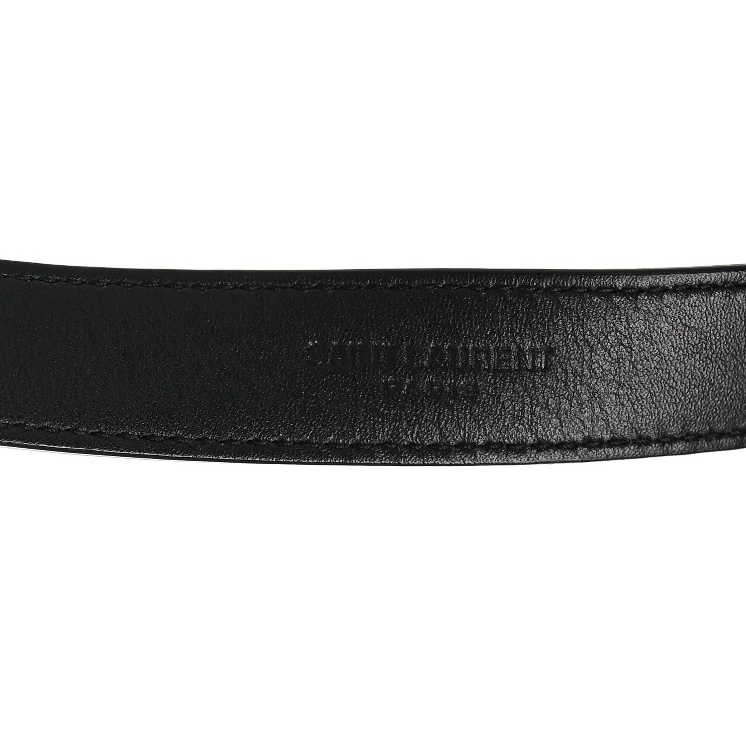 Saint Laurent Smooth Calfskin Monogram Cassandre Extra Thin Square Buckle 80 32 Belt Black 3 of 7