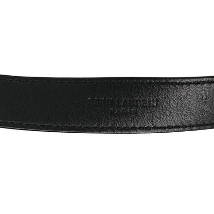 Saint Laurent Smooth Calfskin Monogram Cassandre Extra Thin Square Buckle 80 32 Belt Black 3 of 7