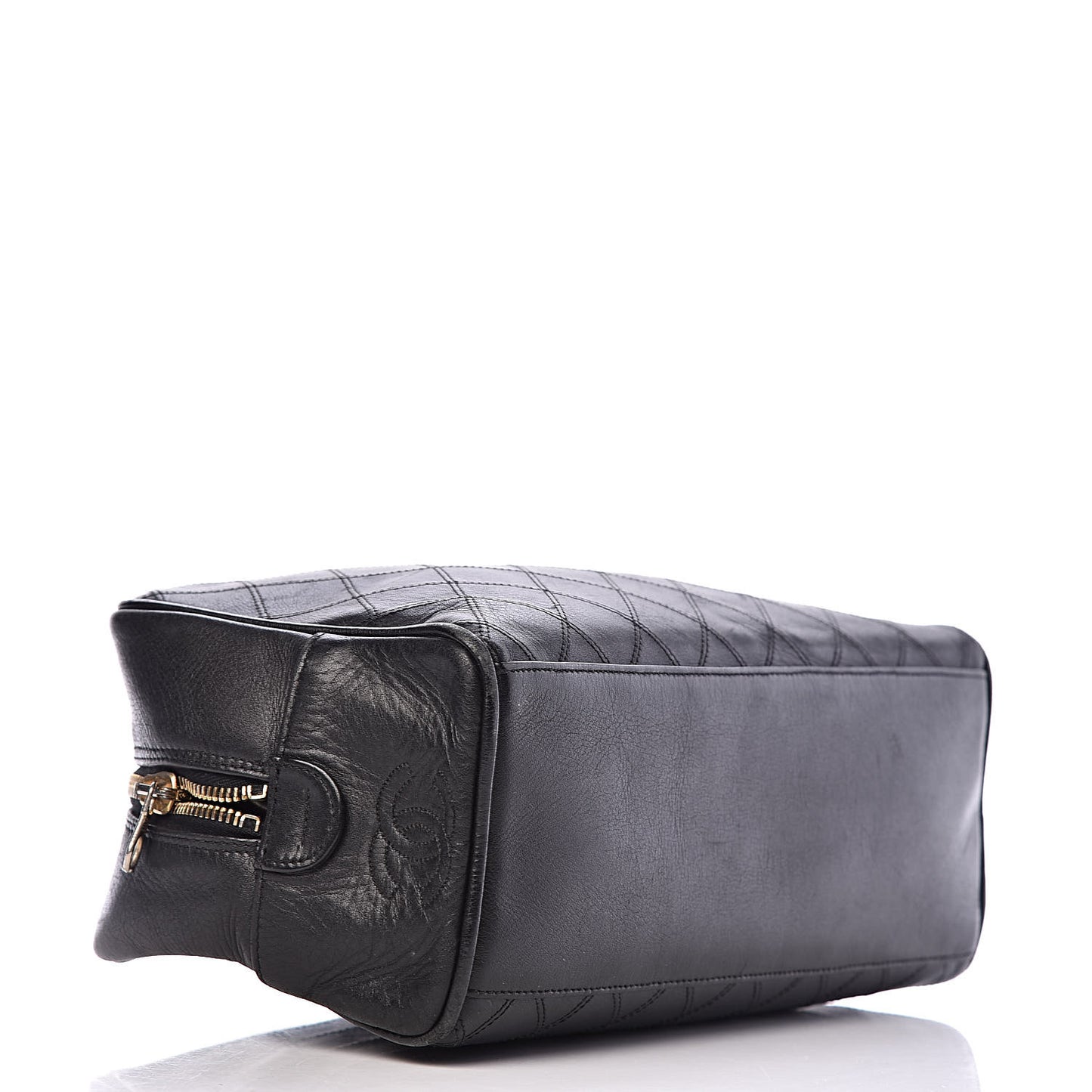 Lambskin Diamond Stitch Cosmetic Case Black