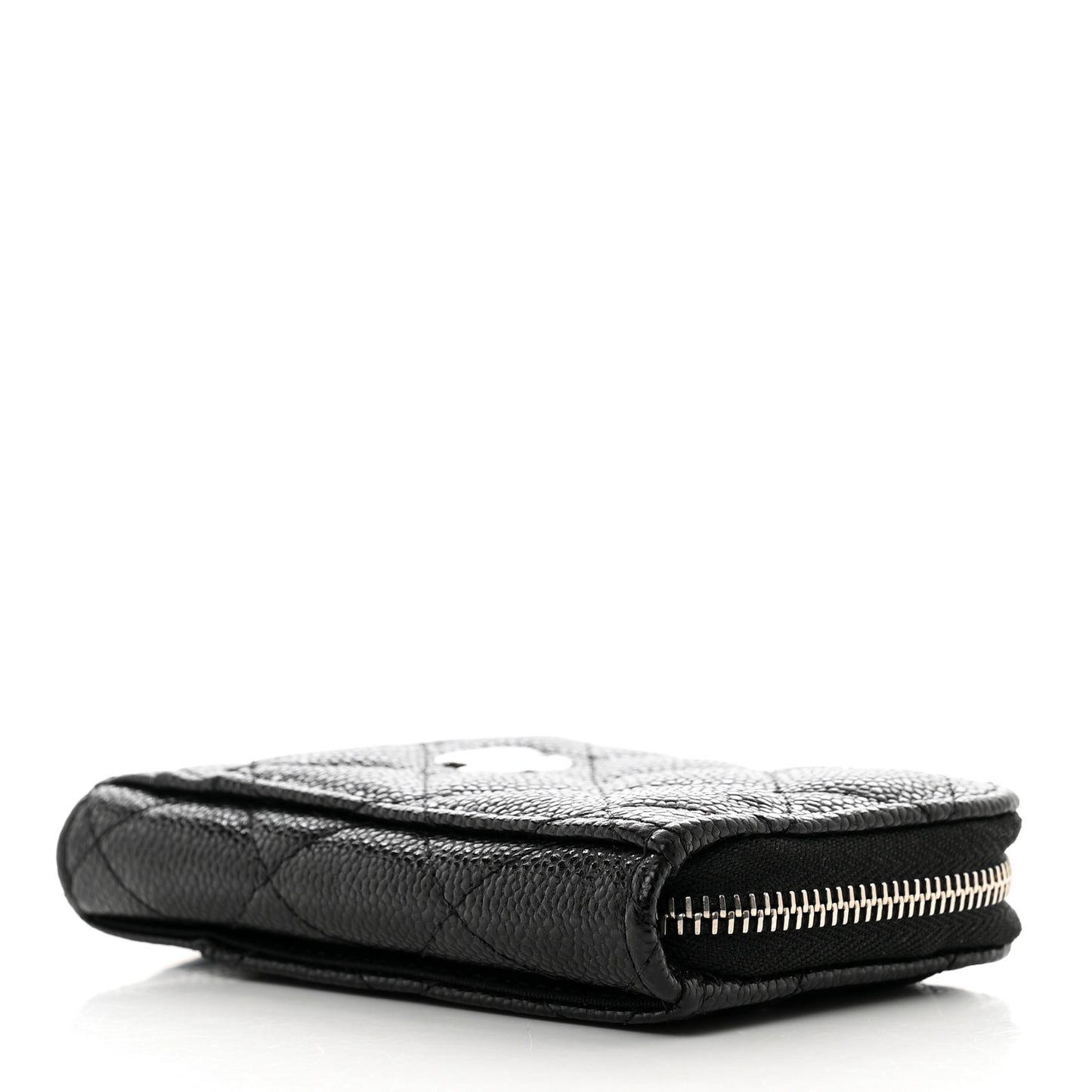 Caviar Quilted Zip Card Holder Black