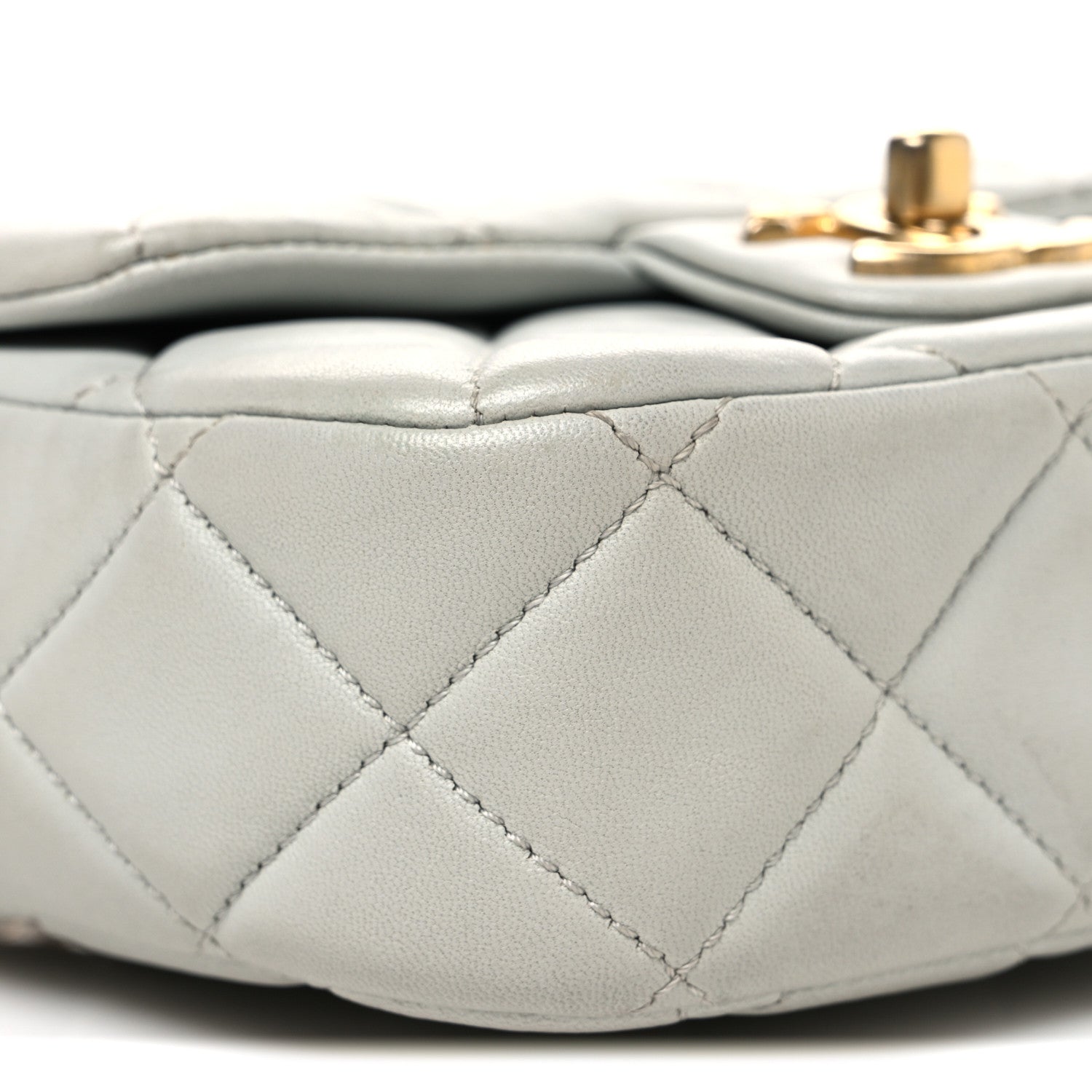 Chanel Lambskin Enamel Pearl Quilted Mini Charm Me Square Flap Light Blue 9 of 10