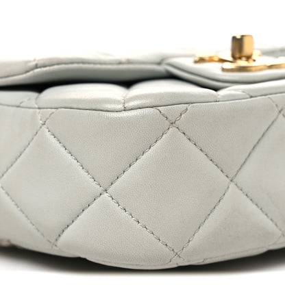 Chanel Lambskin Enamel Pearl Quilted Mini Charm Me Square Flap Light Blue 9 of 10