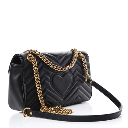 Gucci Calfskin Matelasse Small GG Marmont Shoulder Bag Black 3 of 12