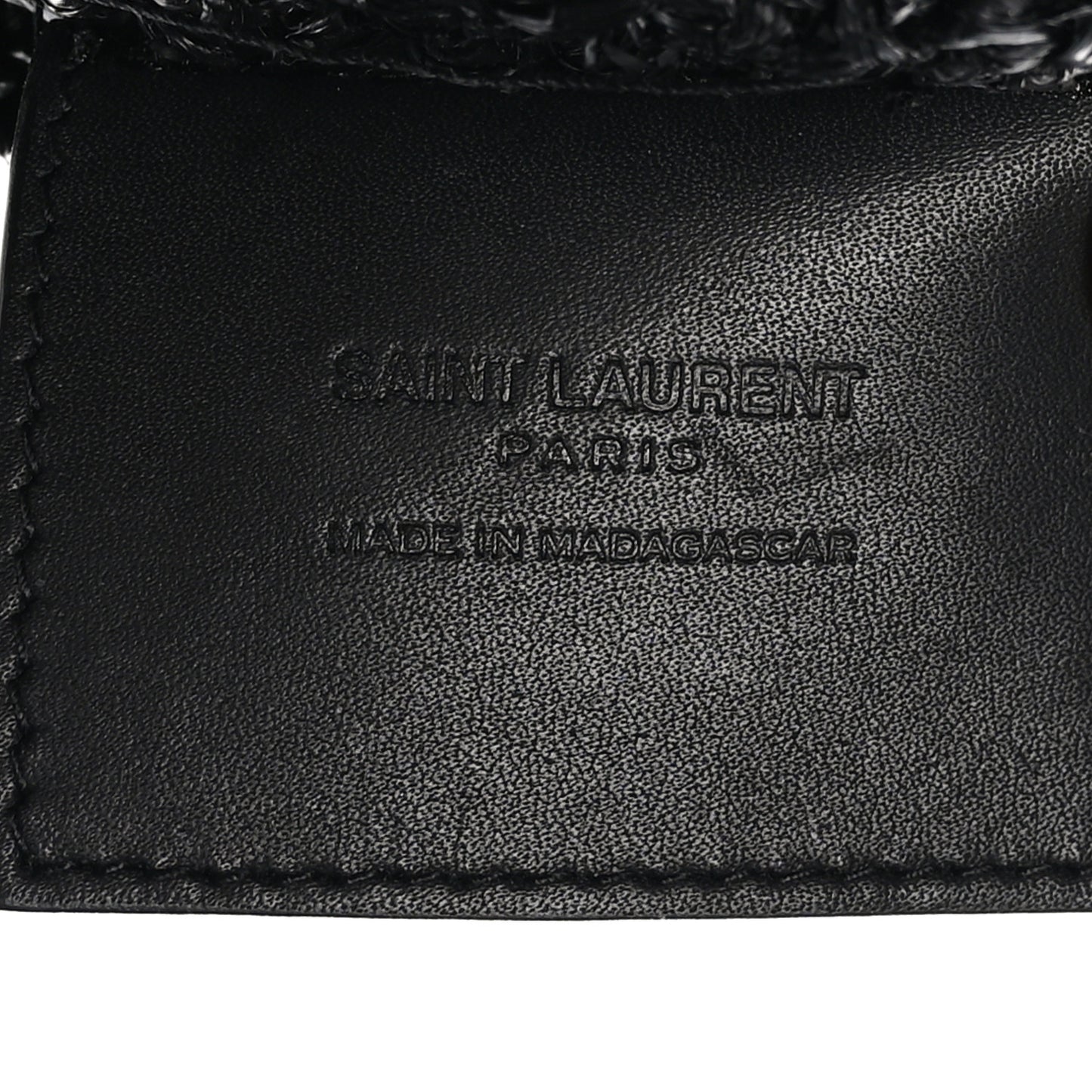 SAINT LAURENT Raffia Calfskin Oxalis Shoulder Bag Black