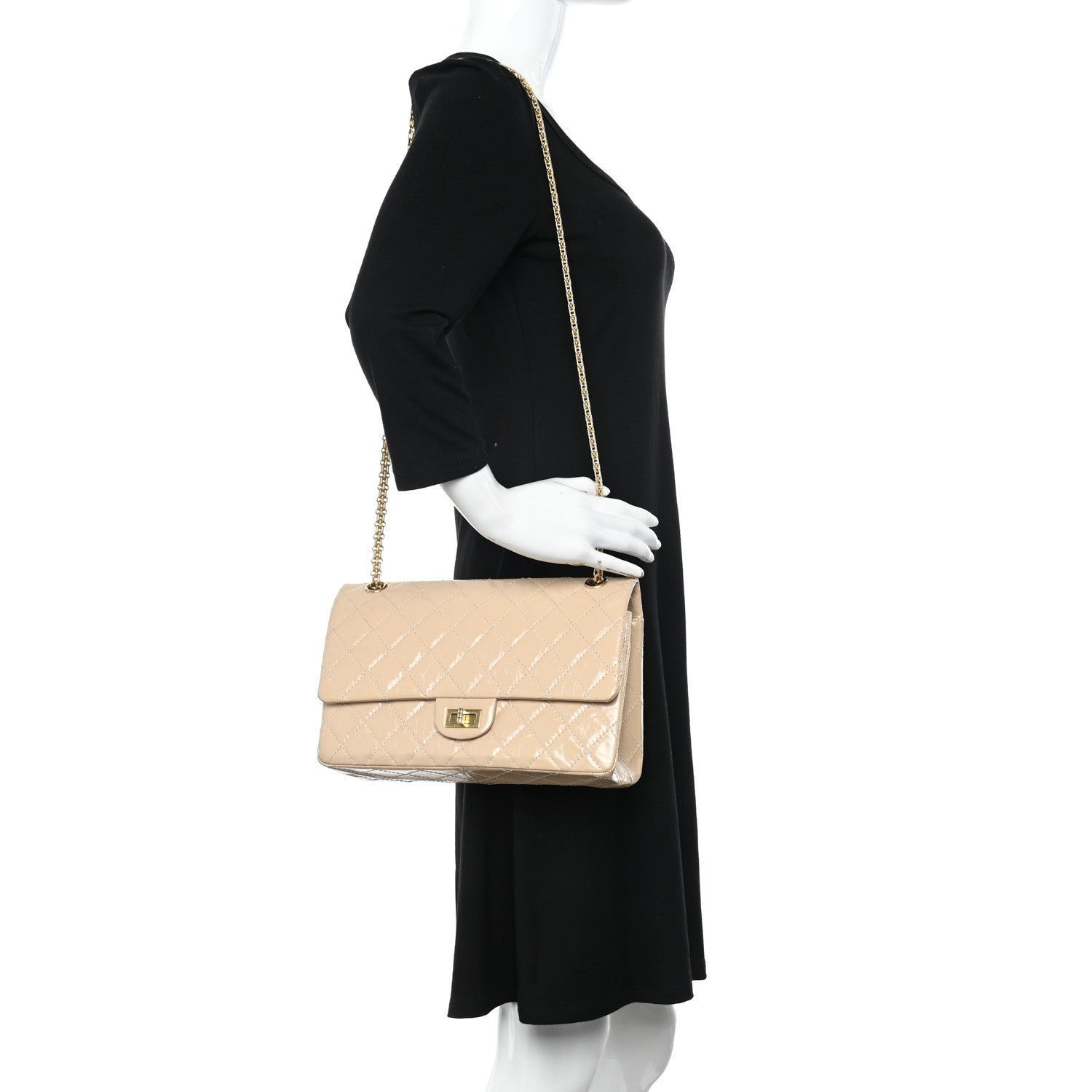 Chanel Distressed Patent Quilted 2.55 Reissue 226 Flap Beige 2 of 12