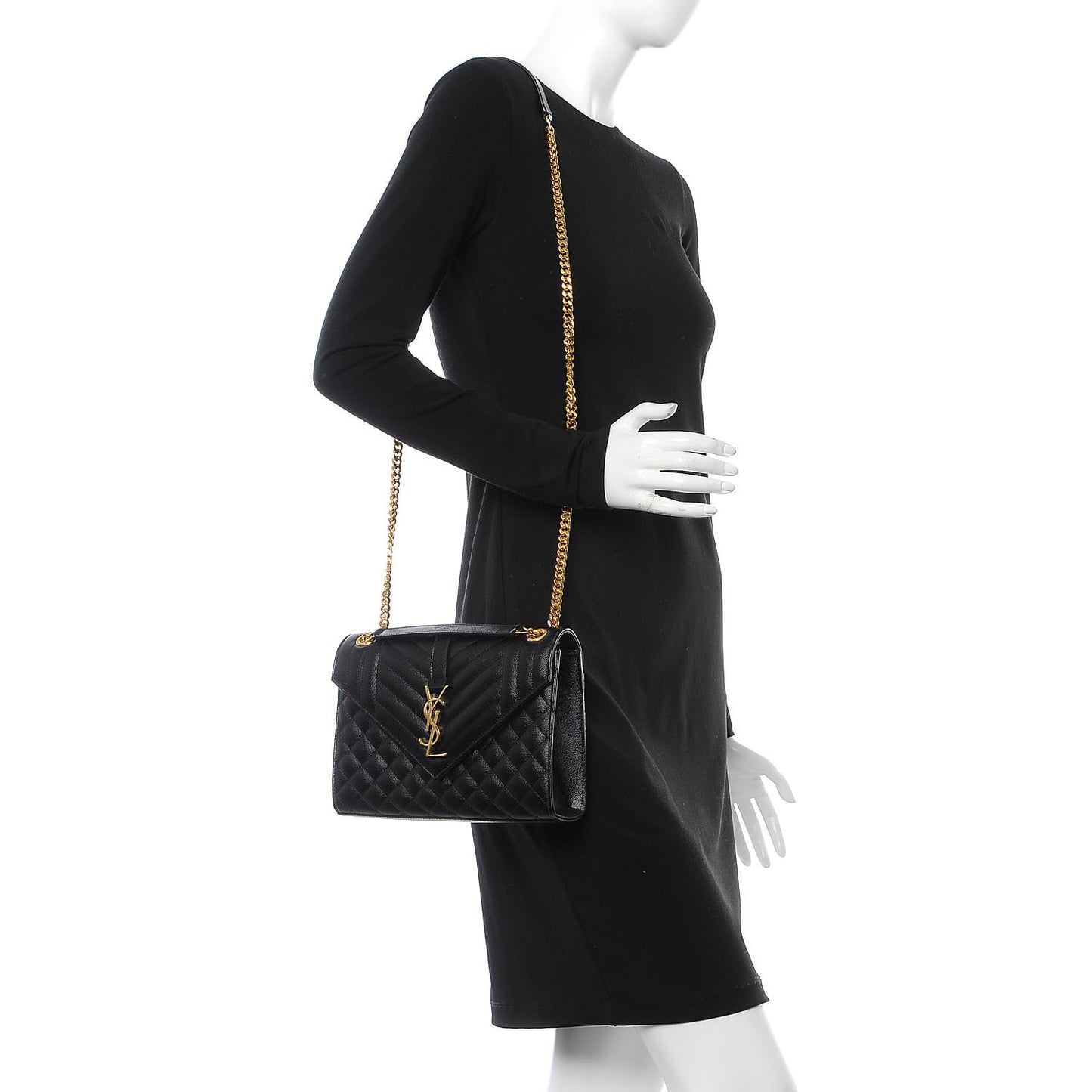 Grain De Poudre Textured Mixed Matelasse Triquilt Medium Monogram Satchel Black
