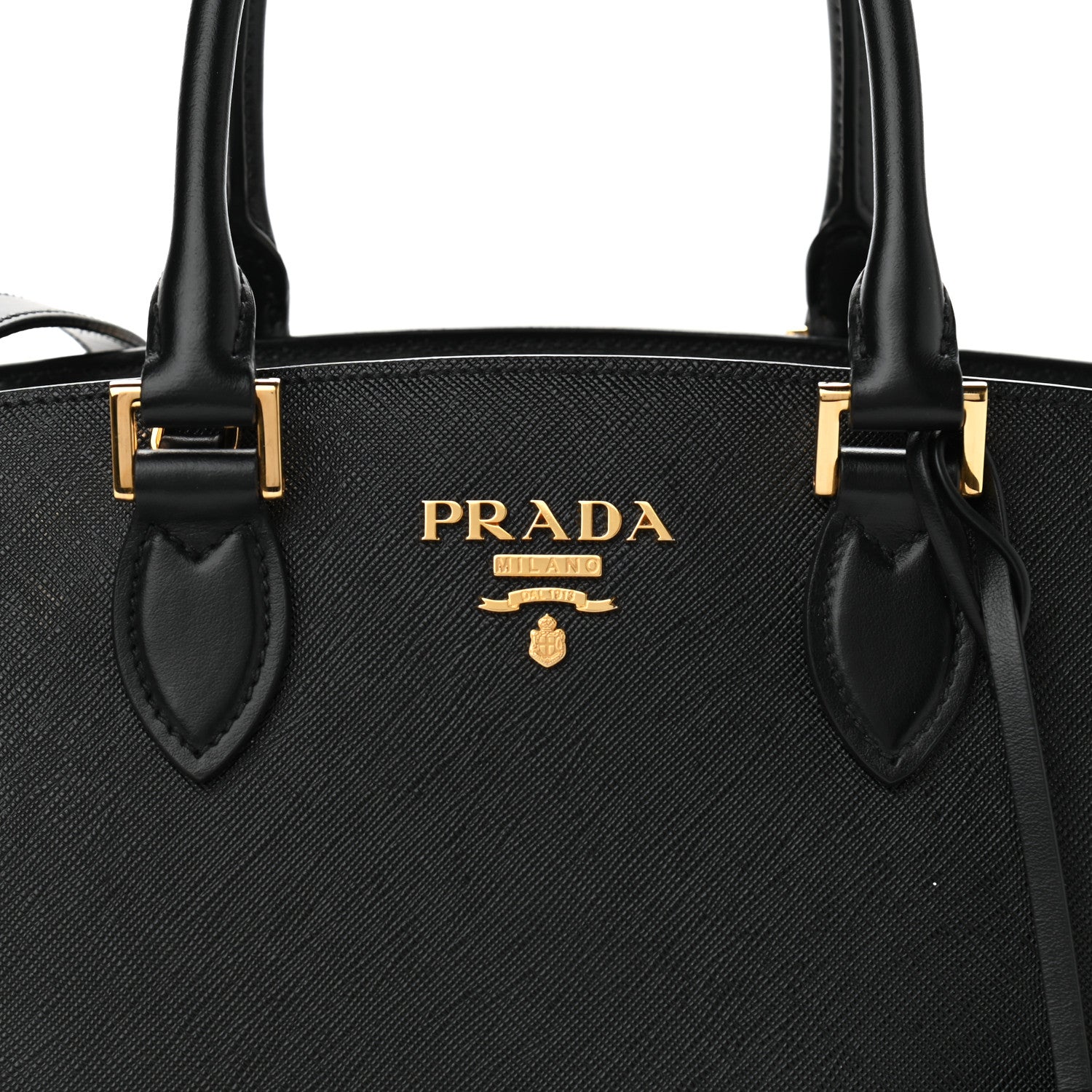 Prada Saffiano Soft Calfskin Double Handle Satchel Black 9 of 10