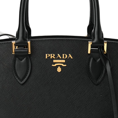 Prada Saffiano Soft Calfskin Double Handle Satchel Black 9 of 10