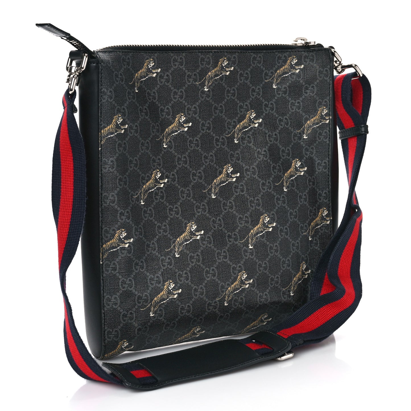 GG Supreme Monogram Tigers Web Messenger Bag Black Multicolor