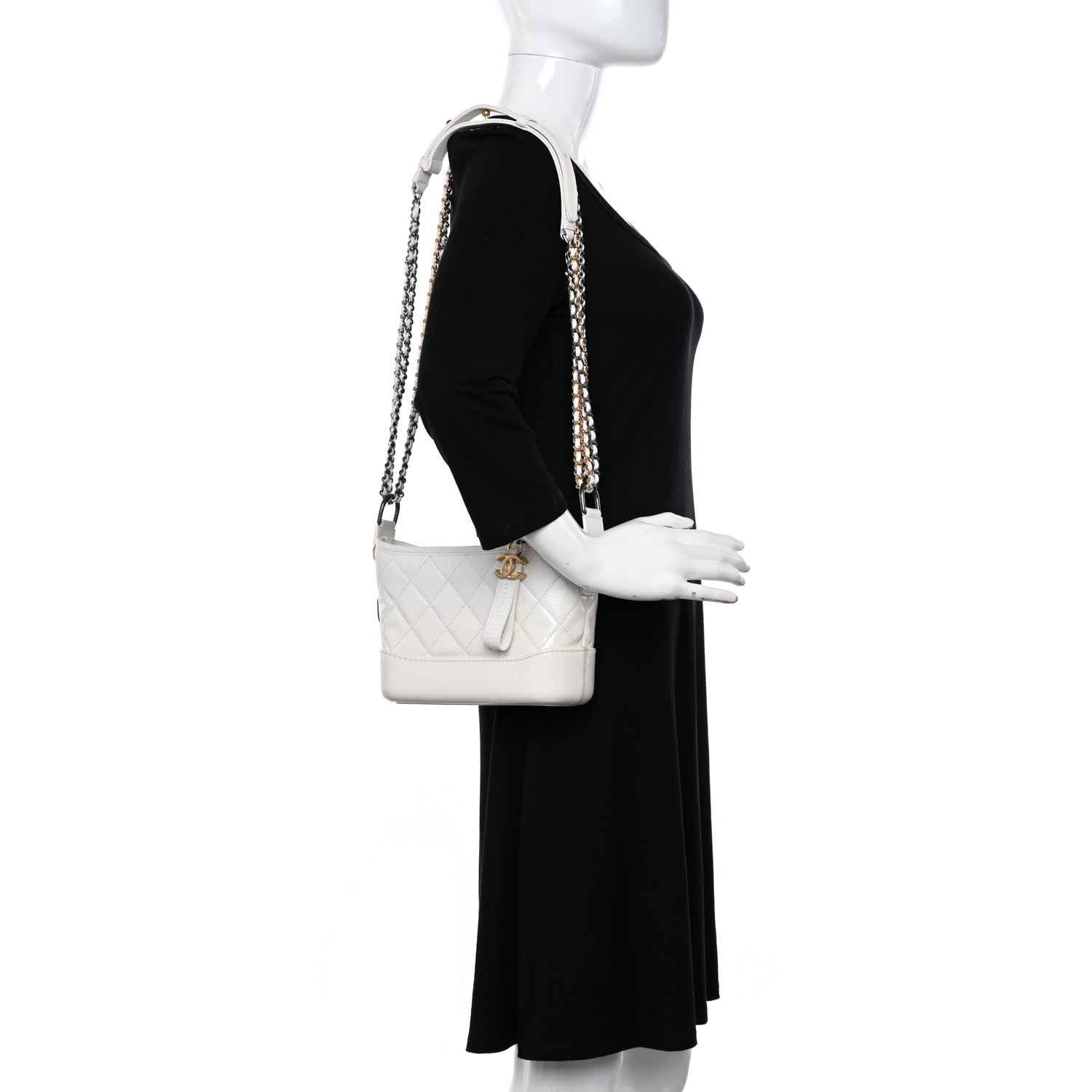 Chanel Patent Goatskin Quilted Small Gabrielle Hobo White 2 of 11