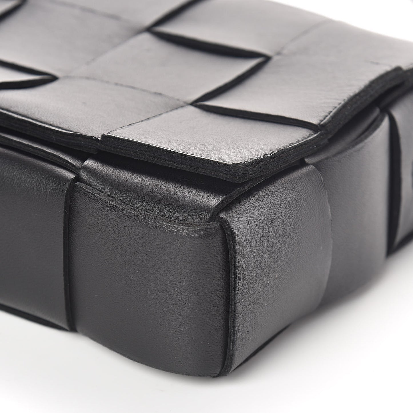 Lambskin Maxi Intrecciato Cassette Crossbody Bag Black
