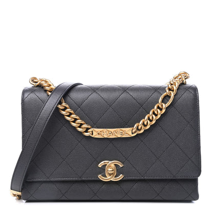 Chanel Caviar Stitched Bracelet On Chain Flap Dark Grey 1 of 4