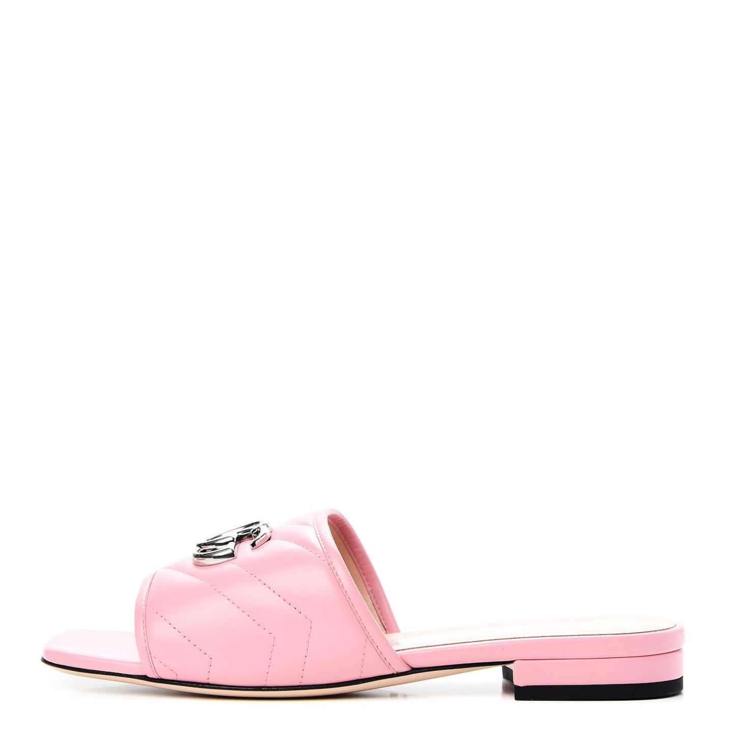 Nappa Matelasse GG Marmont Flat Slide Sandals 36.5 Wild Rose