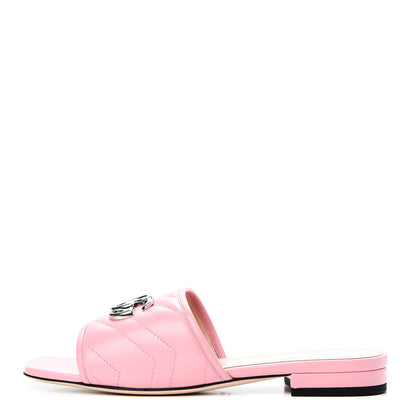 Gucci Nappa Matelasse GG Marmont Flat Slide Sandals 36.5 Wild Rose 1 of 9