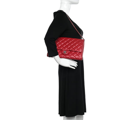 Chanel Caviar Quilted Clutch With Chain Flap Red 2 of 13