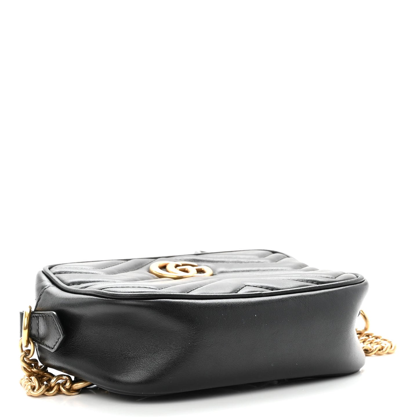 Calfskin Matelasse Mini GG Marmont Chain Shoulder Bag Black