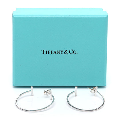 Tiffany Sterling Silver Large T Wire Hoop Earrings 5 of 5