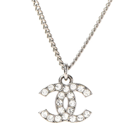 Chanel Crystal Timeless CC Necklace Silver 4 of 5