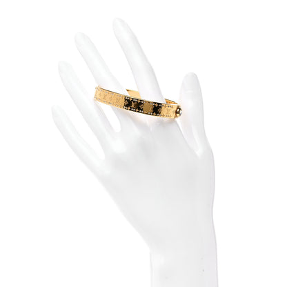 Louis Vuitton Brass Crystal Monogram Nanogram Strass Cuff S Gold 2 of 6