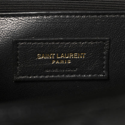Saint Laurent Grain De Poudre Textured Mixed Matelasse Triquilt Medium Monogram Satchel Black 6 of 9