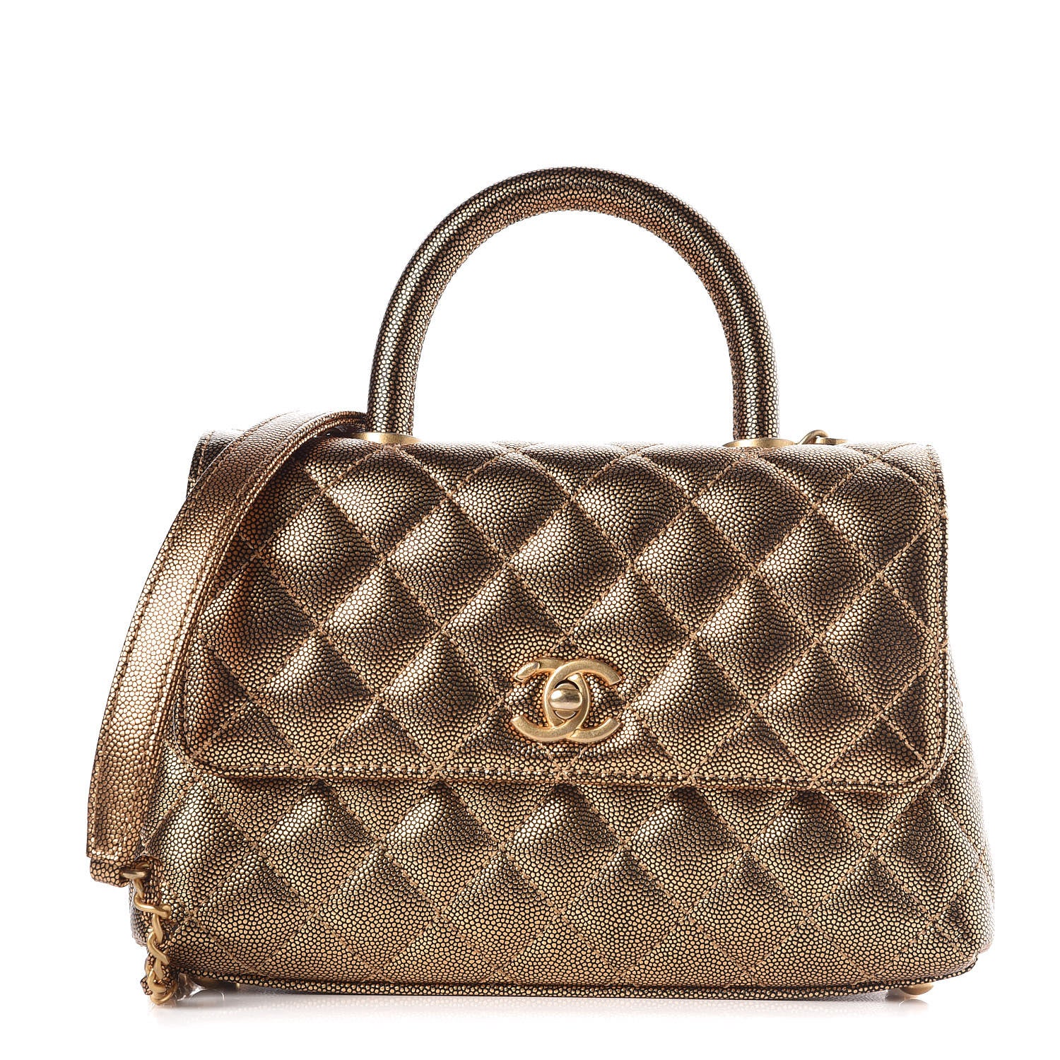 Chanel Metallic Caviar Quilted Mini Coco Handle Flap Gold 1 of 10