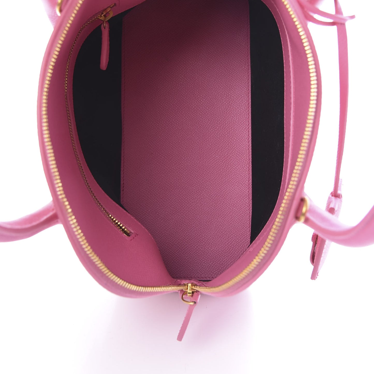 Signature Grained Calfskin S Ville Top Handle Bag Rose Bubblegum Black