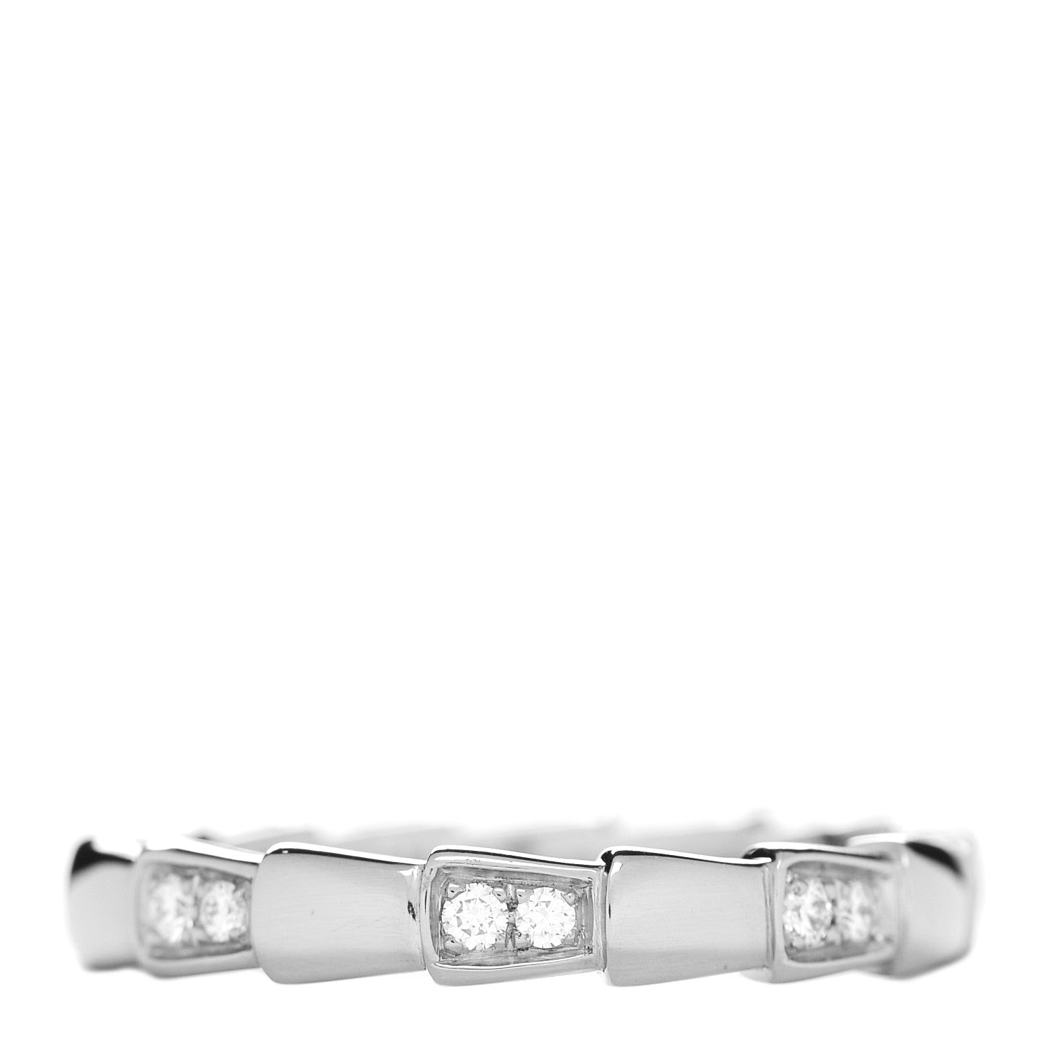 Bulgari 18K White Gold Diamond Narrow Serpenti Viper Band Ring 61 9.5 1 of 6