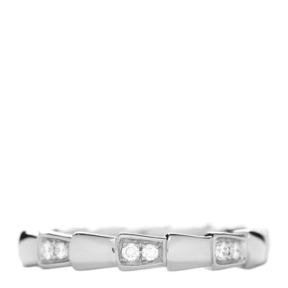 Bulgari 18K White Gold Diamond Narrow Serpenti Viper Band Ring 61 9.5 1 of 6