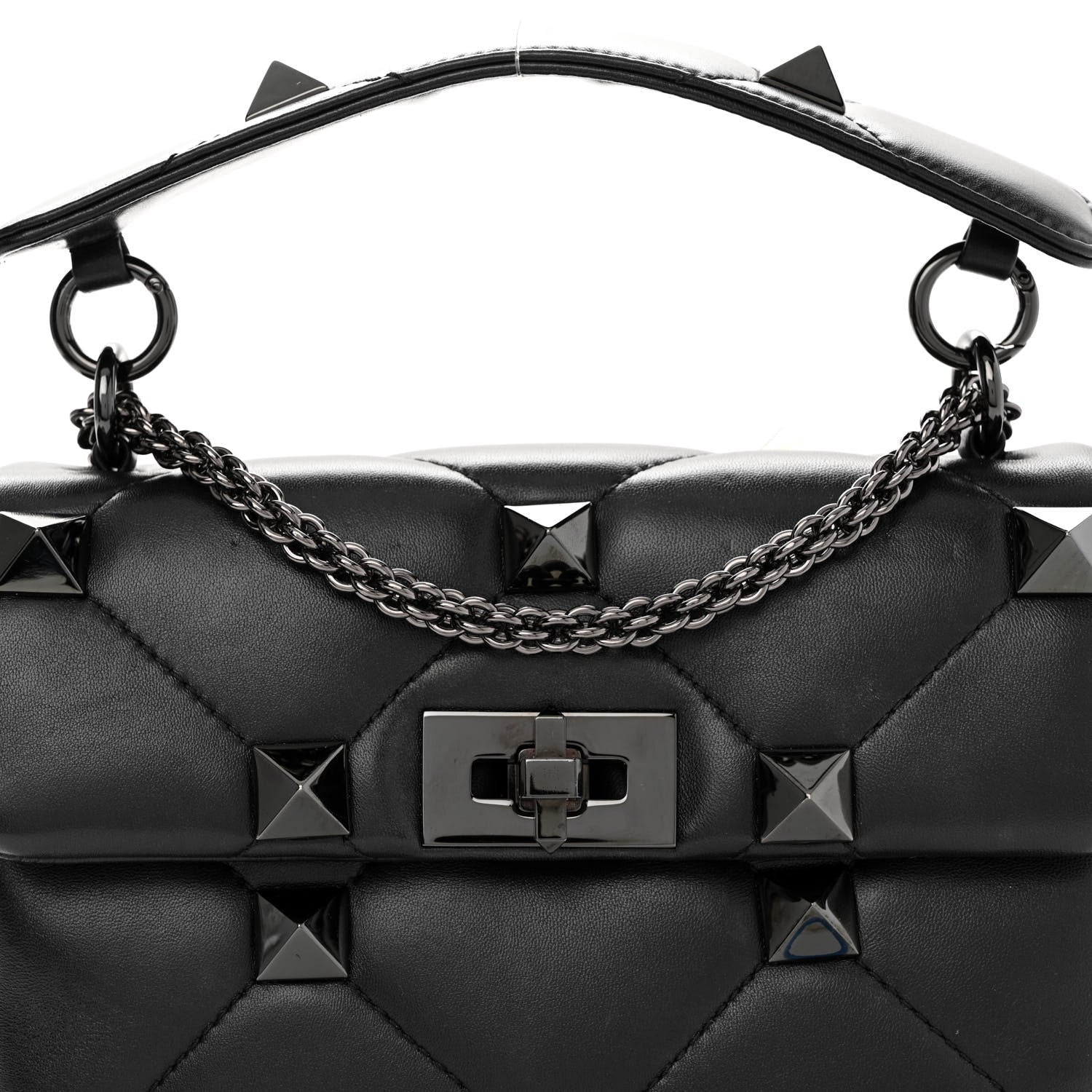 Valentino Garavani Nappa Monochrome Medium Roman Stud Shoulder Bag Black 7 of 19