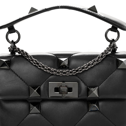 Valentino Garavani Nappa Monochrome Medium Roman Stud Shoulder Bag Black 7 of 19