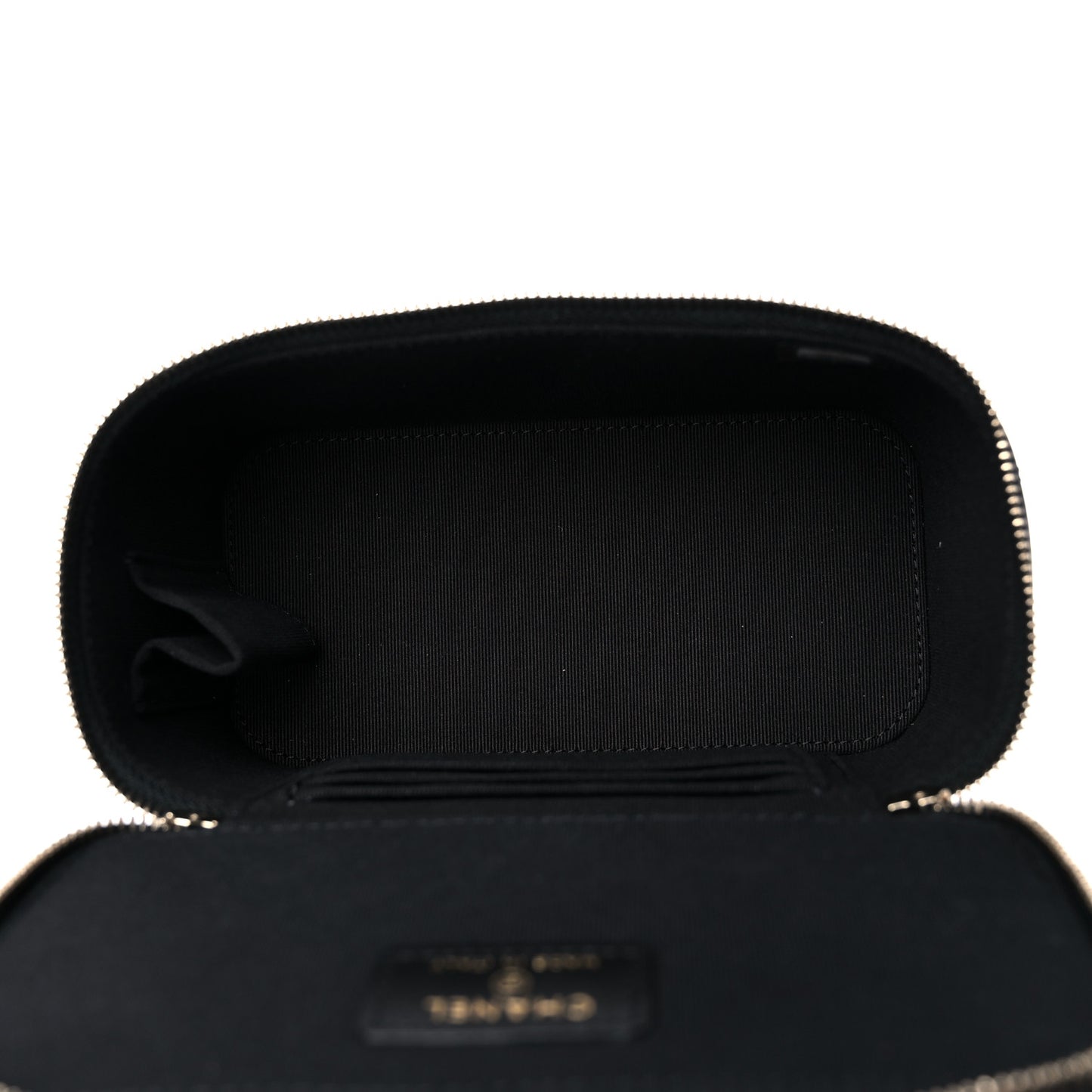 Lambskin Quilted Small Top Handle Vanity Case With Chain Black