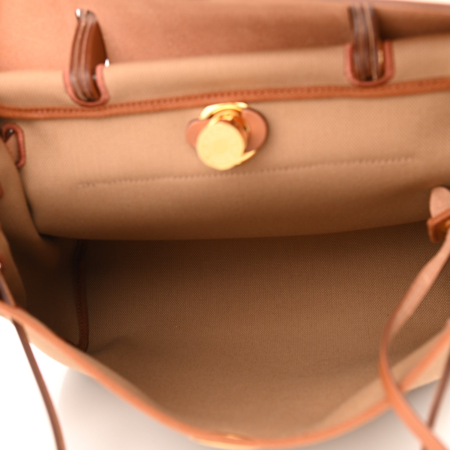 Hermes Military Toile Vache Hunter Herbag Zip Retourne 31 PM Chai Fauve 5 of 11