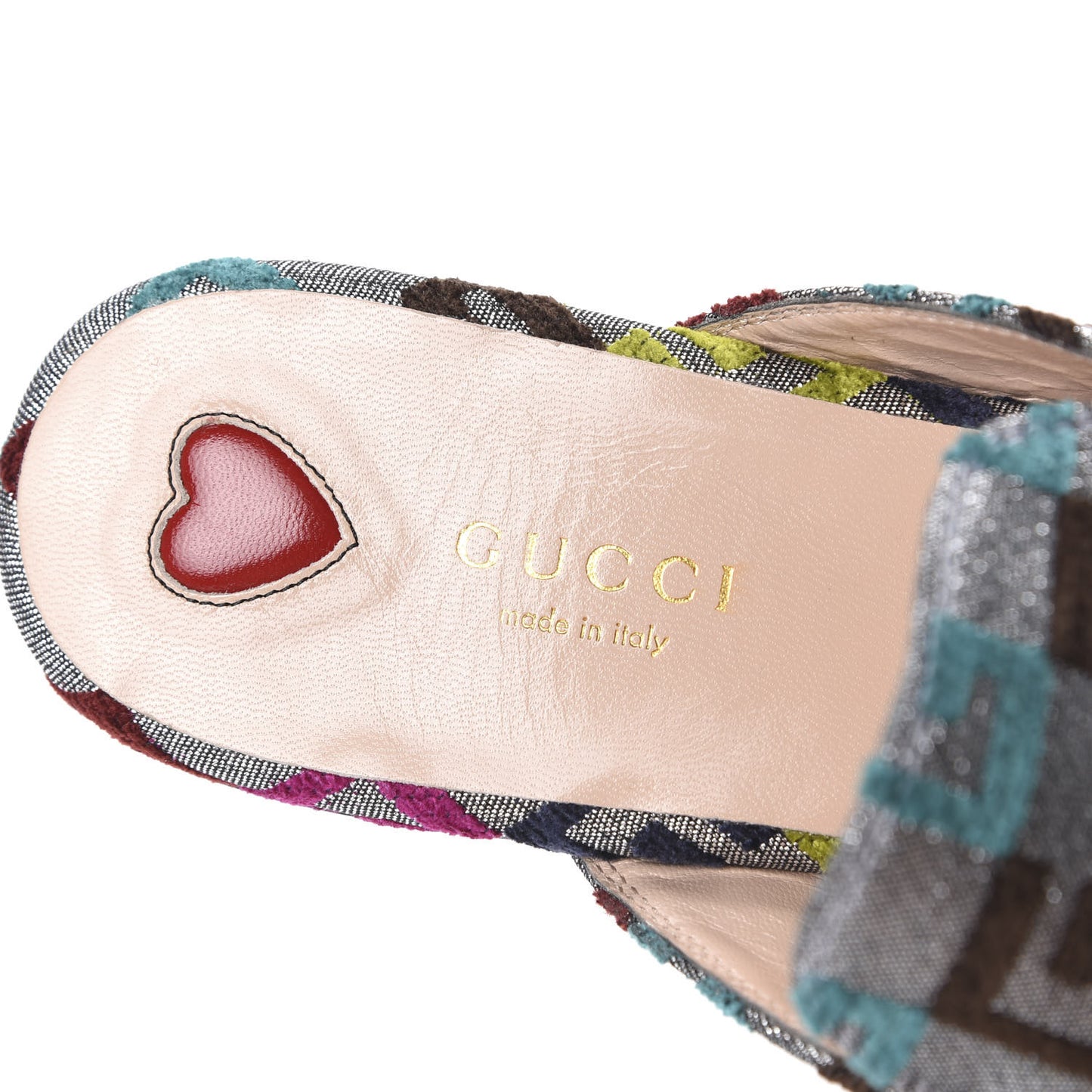 Velvet Lurex Square G Womens Princetown Slippers 38.5 Silver Multicolor