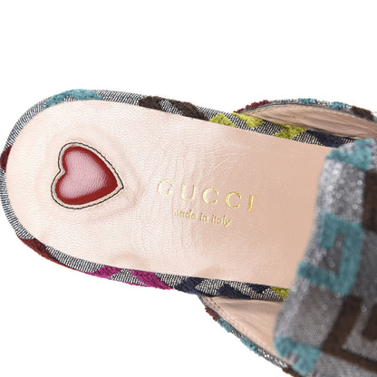 Gucci Velvet Lurex Square G Womens Princetown Slippers 38.5 Silver Multicolor 7 of 9