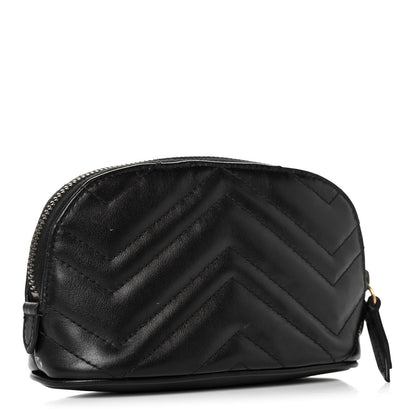 Gucci Calfskin Matelasse GG Marmont Pouch Cosmetic Case Black 3 of 14