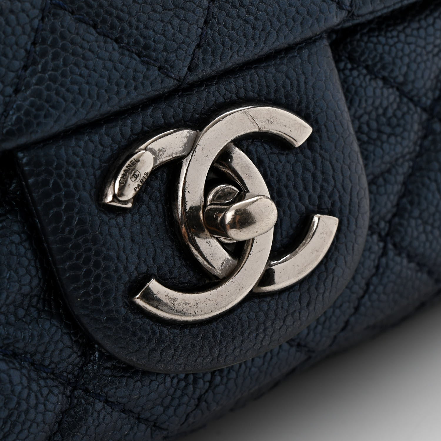 Chanel Iridescent Caviar Quilted Jumbo Easy Flap Dark Blue 11 of 13
