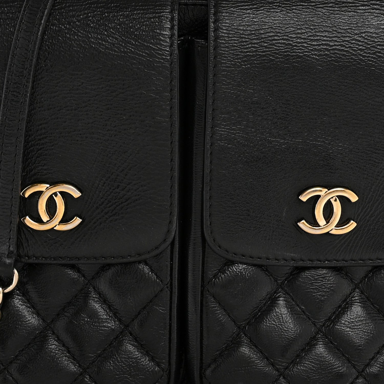 Chanel Glazed Calfskin Quilted Double Pocket Crossbody Flap Black 8 of 15