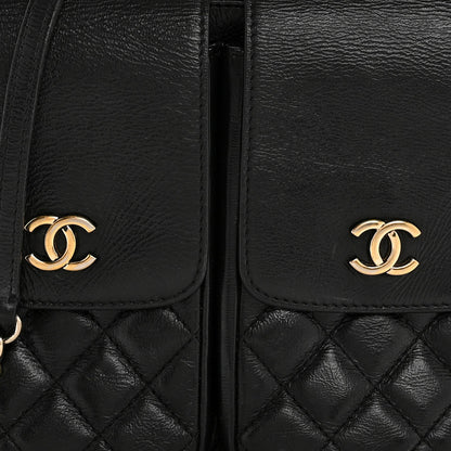 Chanel Glazed Calfskin Quilted Double Pocket Crossbody Flap Black 8 of 15
