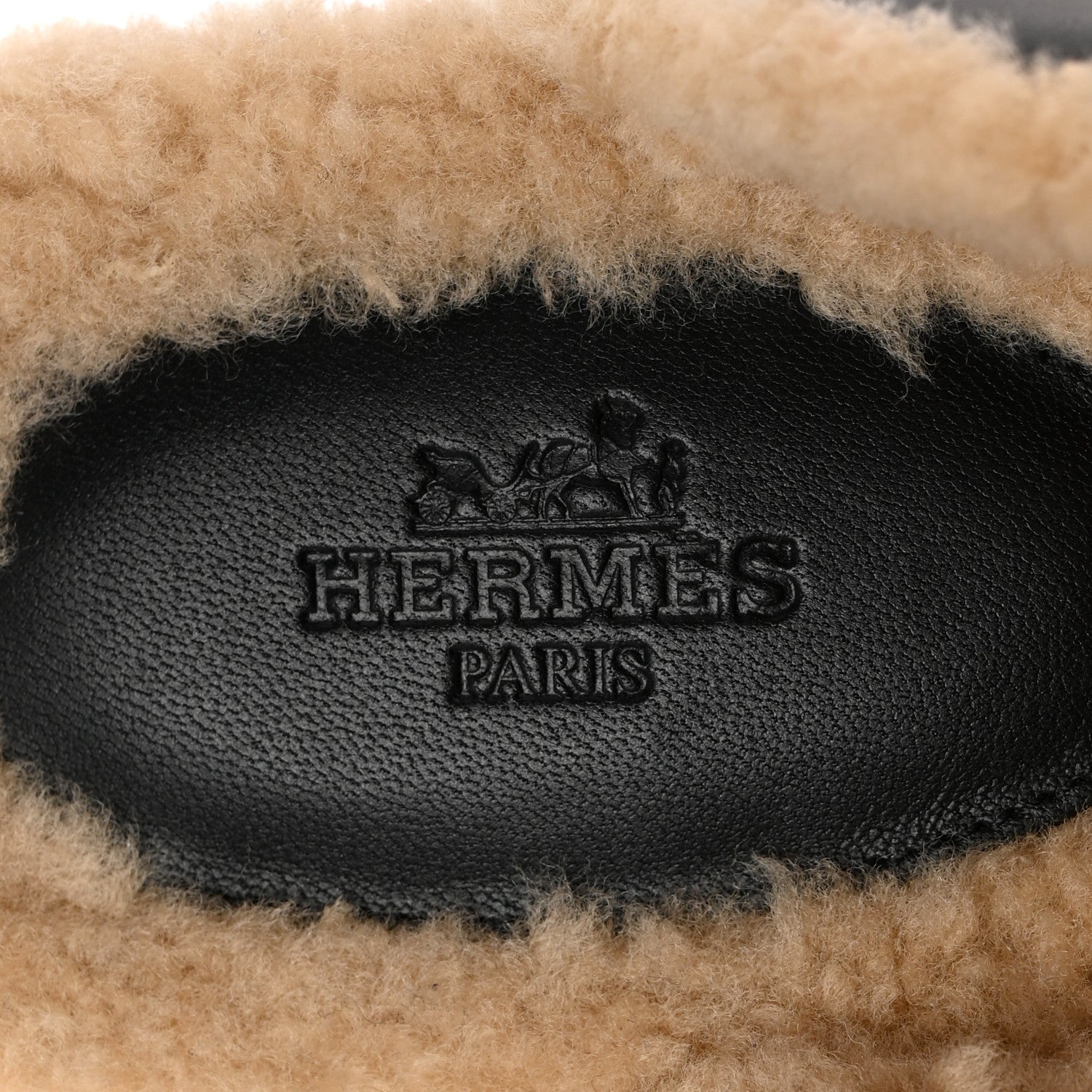 Hermes Calfskin Woolskin Carlotta Mules 38 Black 8 of 10