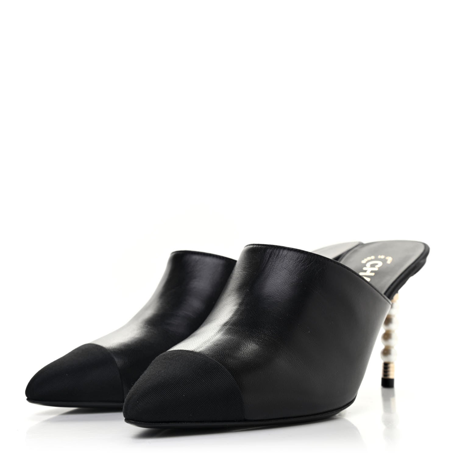 Chanel Lambskin Grosgrain Cap Toe Pearl Mule 40 Black 3 of 8