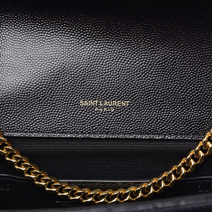 Saint Laurent Grain De Poudre Textured Mixed Matelasse Triquilt Small Monogram Satchel Black 6 of 10