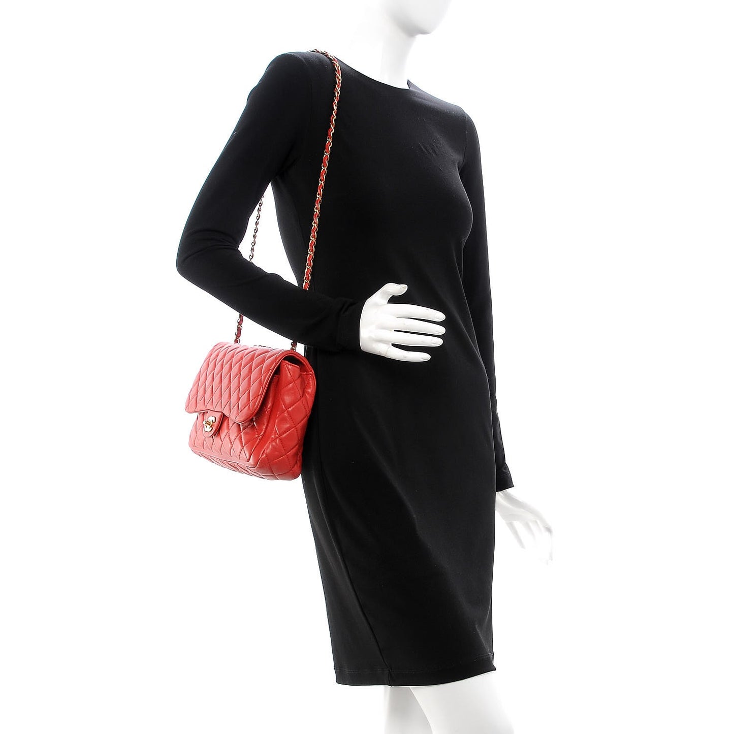 Lambskin Quilted Large Now and Forever Flap Red