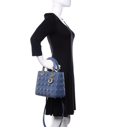 Christian Dior Lambskin Cannage Medium Lady Dior Navy 3 of 14