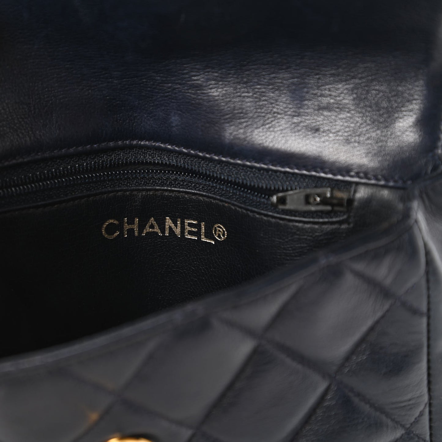 Lambskin Quilted Flap Waist Belt Bag Navy