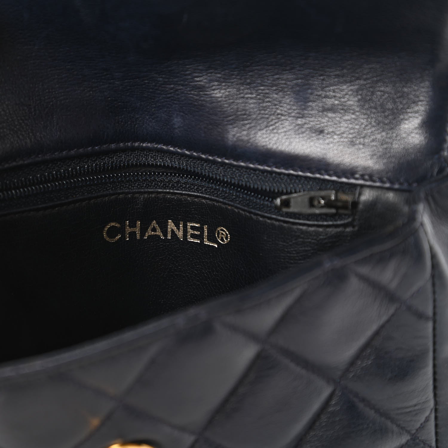 Chanel Lambskin Quilted Flap Waist Belt Bag Navy 8 of 13